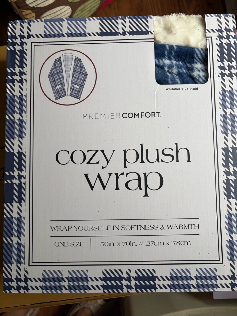 Premier Comfort Cozy Plush Wrap - Whitaker Blue Plaid